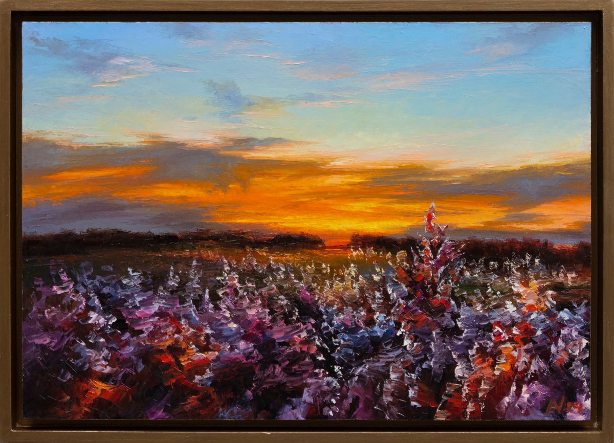 Impressionistic Landscape Oil Painting By Oleksii Vylusk, 21 X 15", Wildflowers 10, Original Artwork