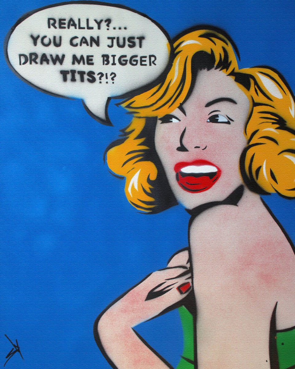 Urban And Pop Painting , Bigger Tits (Bc) By Juan Sly, 23 X 30, Artwork For Sale On Artfinder