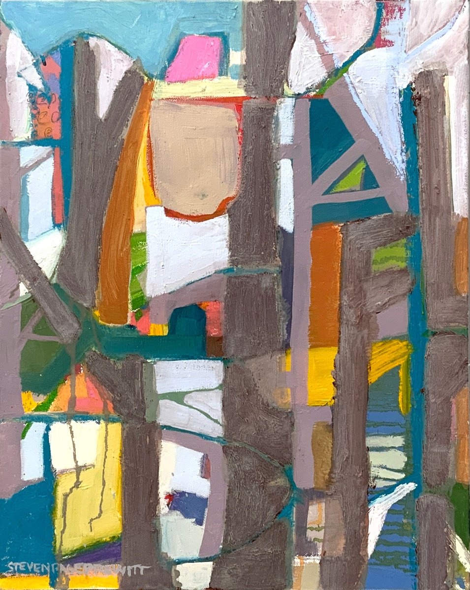 Impressionistic Abstract Oil Painting By Steven Page Prewitt, 16 X 20", Muddled Fog So Thick All We Can See Are Feeders And Tree Silhouettes, Artfinder