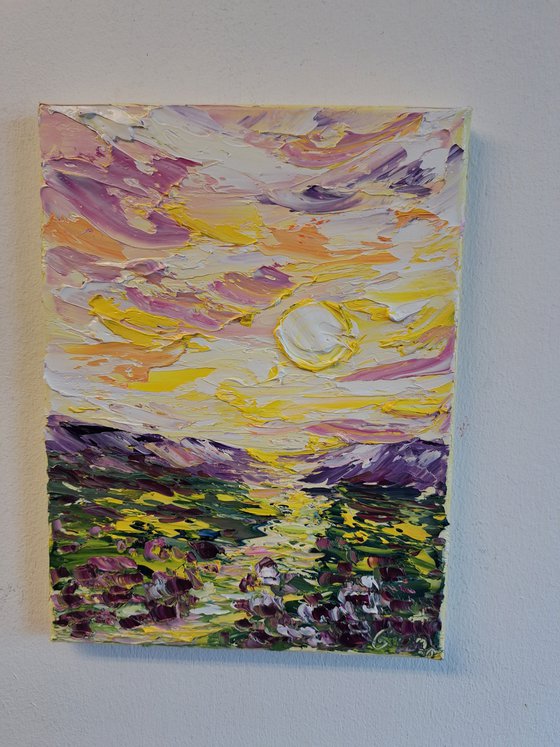 Sunrise impasto painting