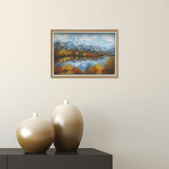Autumn on mountain lake
