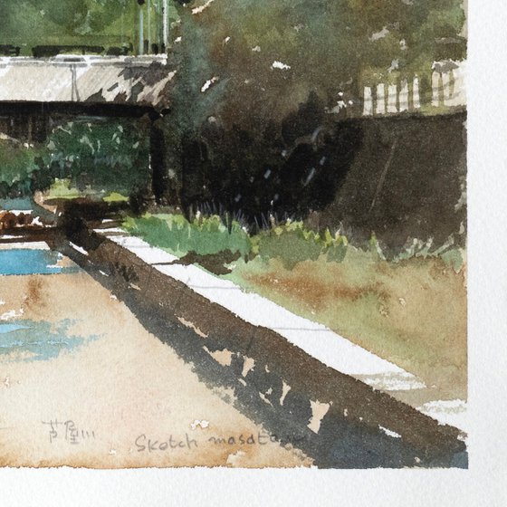 River View with Bridge - 30x20cm Sketch