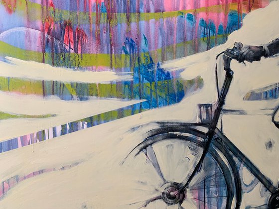 XXXL Big painting - "Summer wind" - Bike - Cyclist - Amsterdam - Huge painting