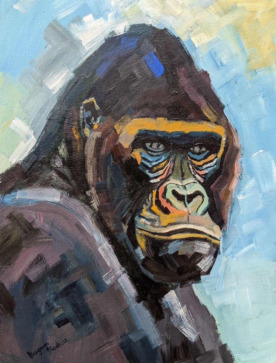 Impressionistic Animal Acrylic Painting By Bugingo Noah, 12 X 16, Endangered Ones, Original Artwork