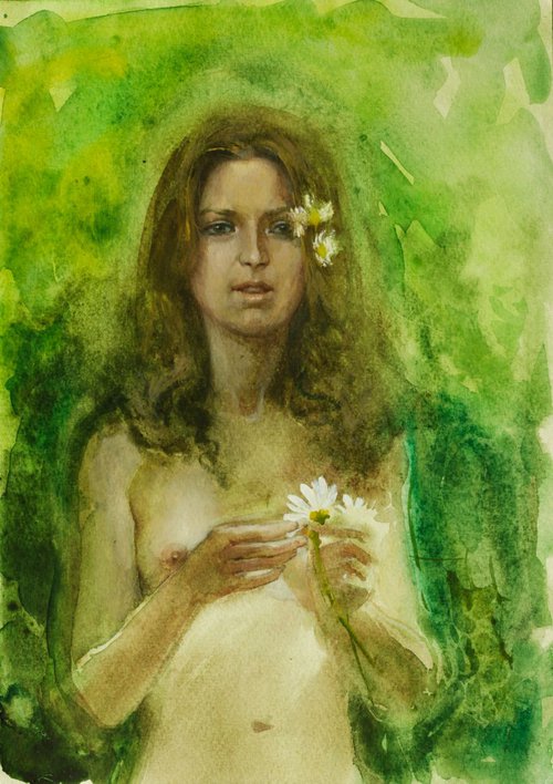 Girl with a flower by Sergey Kostov