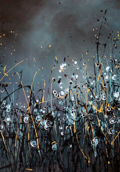 Notturno Regale #4  - Large original abstract floral landscape by Cecilia Frigati