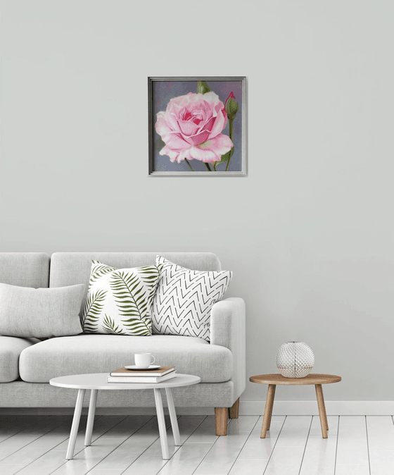 "Sounds of tenderness."  rose flower  liGHt original painting  GIFT (2021)