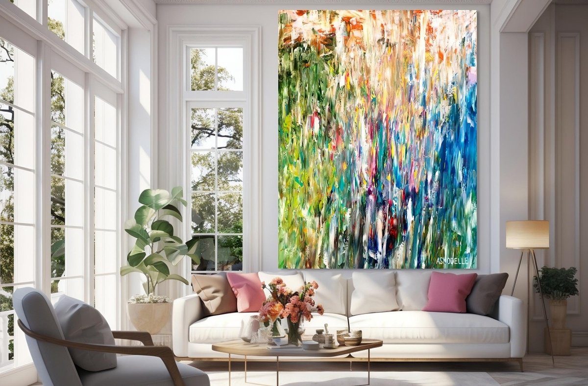 Organic Abstract Acrylic Painting By Estelle Asmodelle, 60 X 78, Approaching The Clearing, Original Artwork