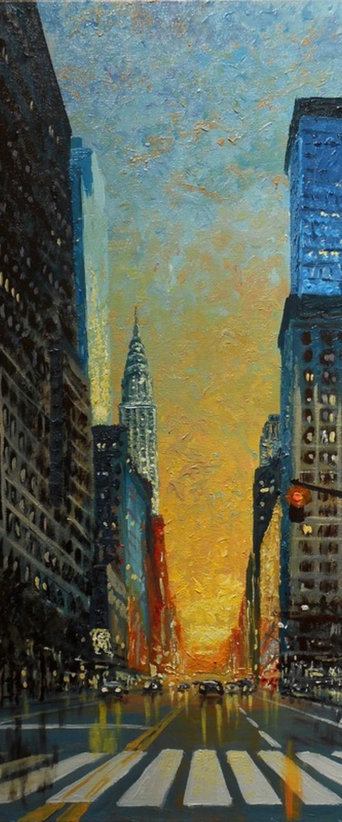 GOOD MORNING NEW YORK, ORIGINAL OIL ON CANVAS, MODERN,  order the same artwork by Borko Sainovic