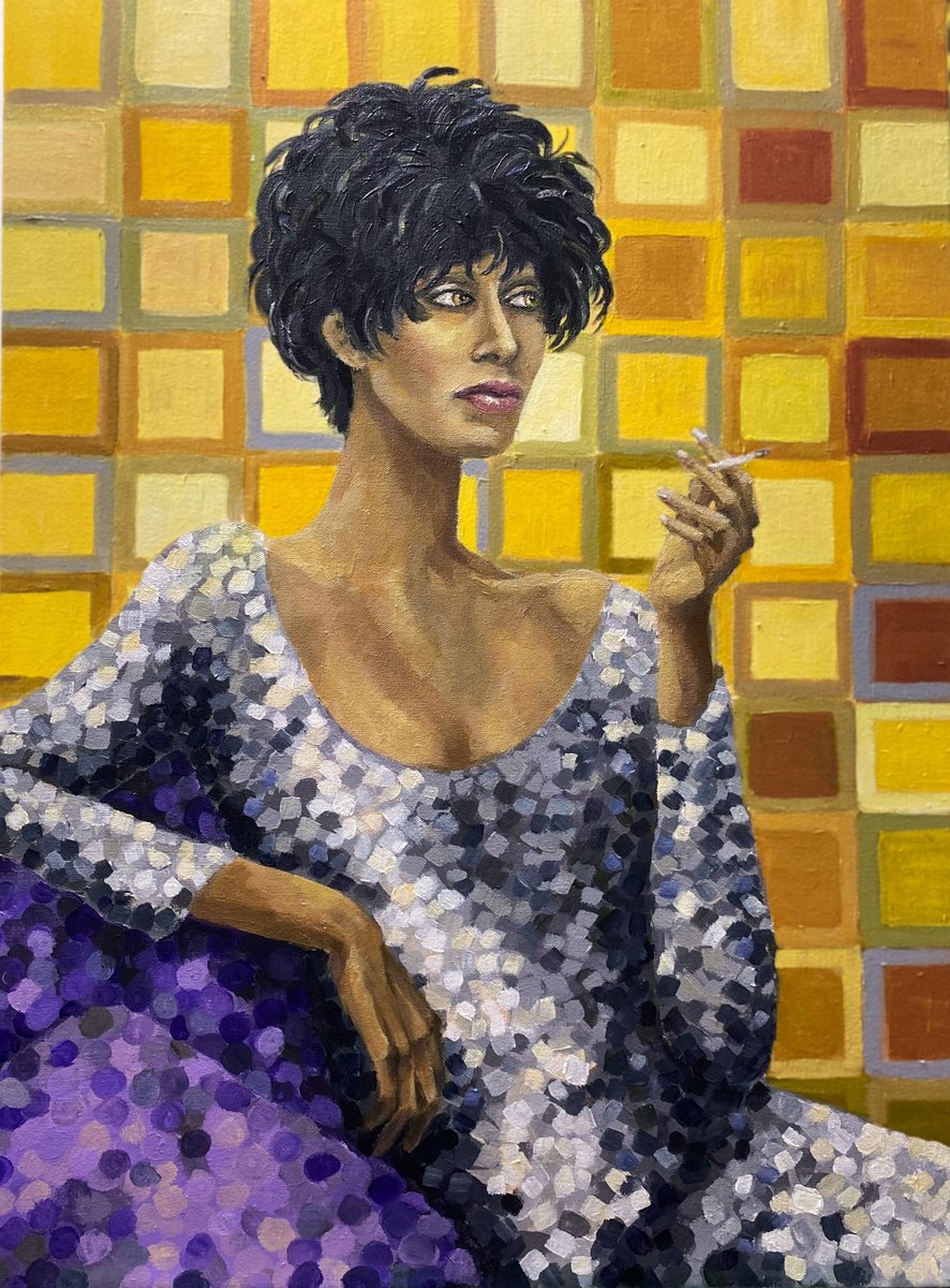 Impressionistic Portrait Acrylic Painting By Colette Baumback, 24 X 31, Cover Girl, Original Artwork