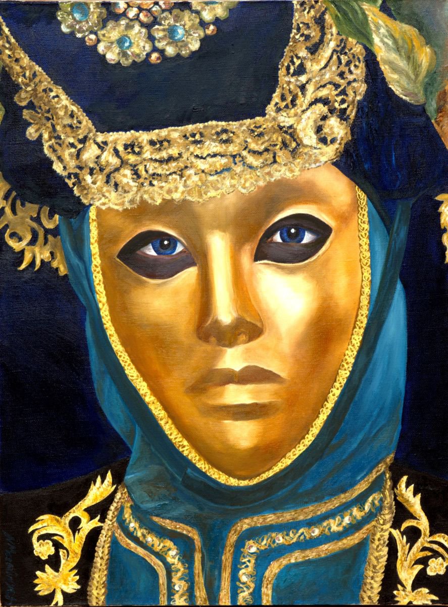 Oil painting, Venice Mask painting, Venice, Portrait Oil painting by
