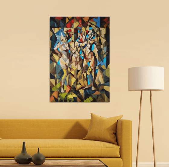 Checkroom(70x100cm, cubism, oil painting, ready to hang)