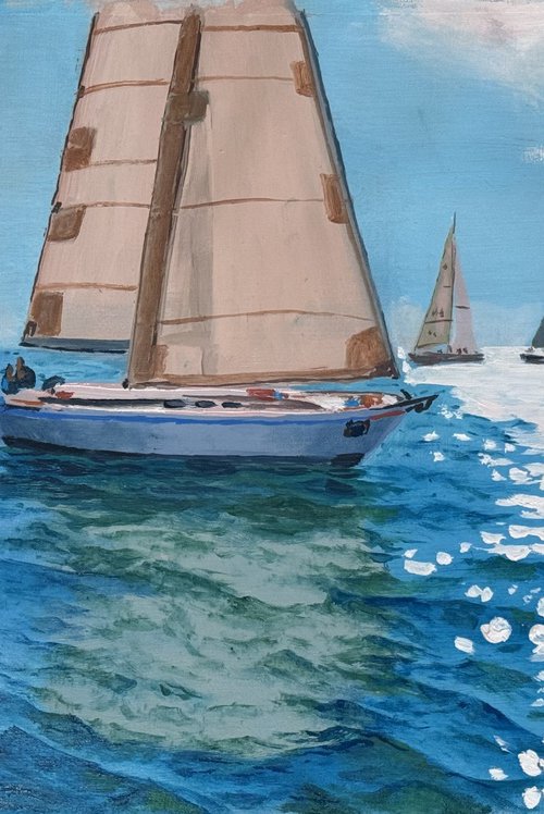 Seascape with Sailboats 45 by Garry Arzumanyan