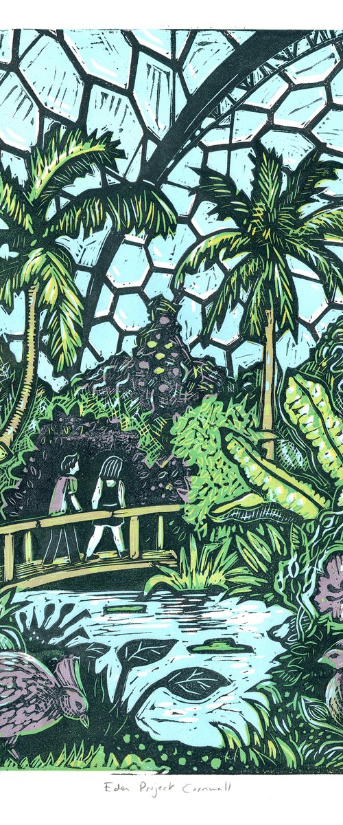 The Eden Project. Limited Edition linocut No.4 by Fiona Horan