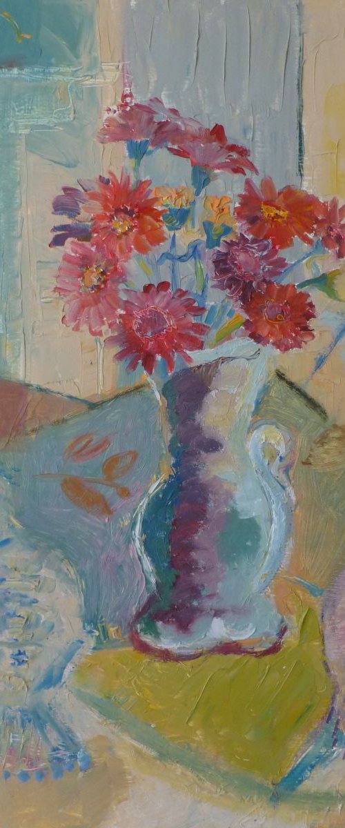 Gerbera with birds by Lynda  Hopkins