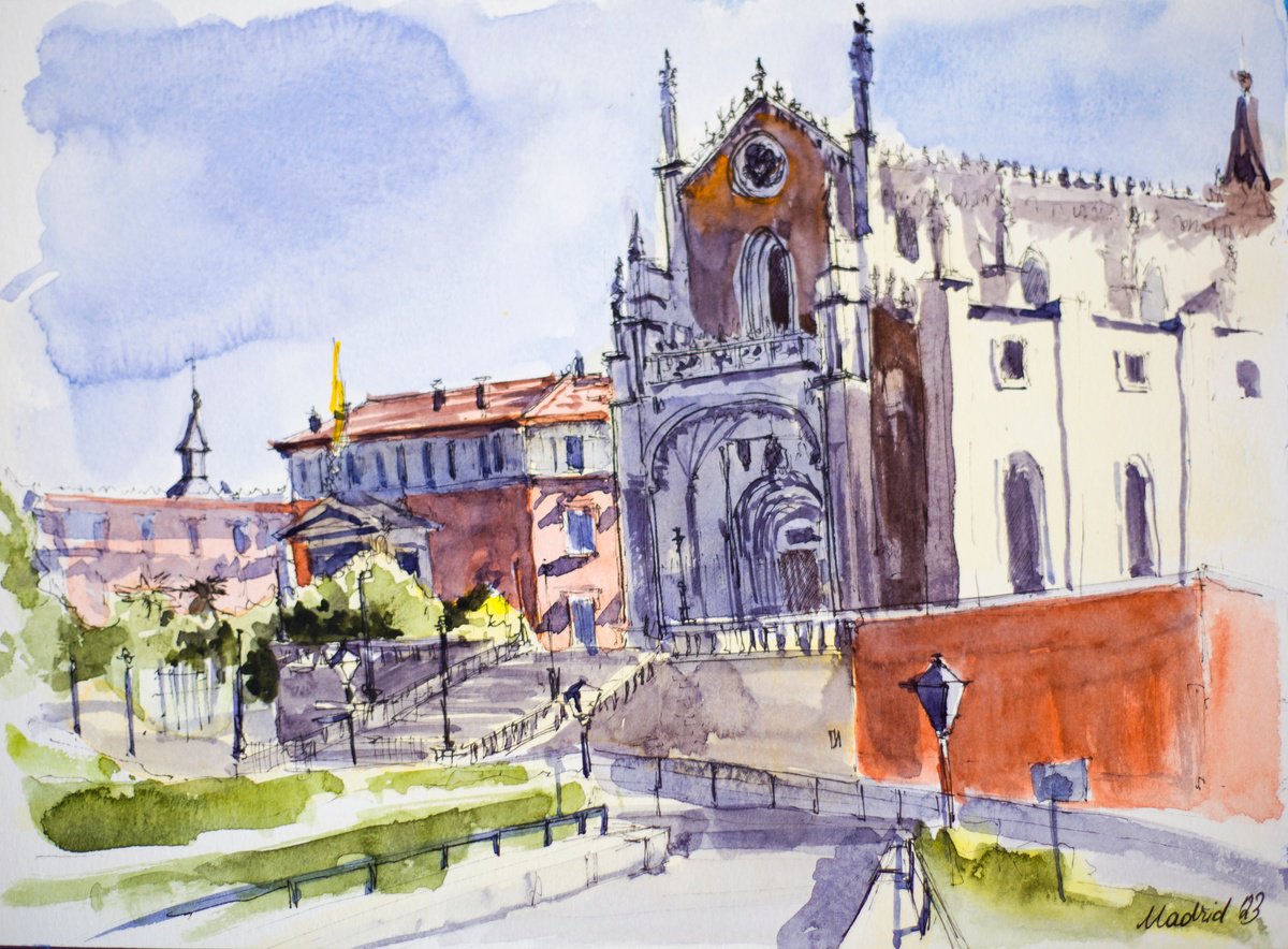 San Jeronimo el Real Church, Madrid, Prado area. Madrid urban sketching small interior gif... by Sasha Romm