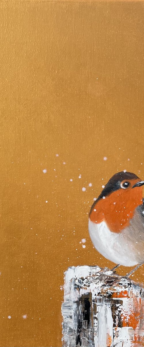 Red Robin in the Snow by Laure Bury