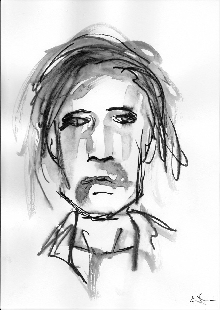 Expressive Portrait Drawing By Lionel Le Jeune, 8 X 12", Portrait, Original Artwork