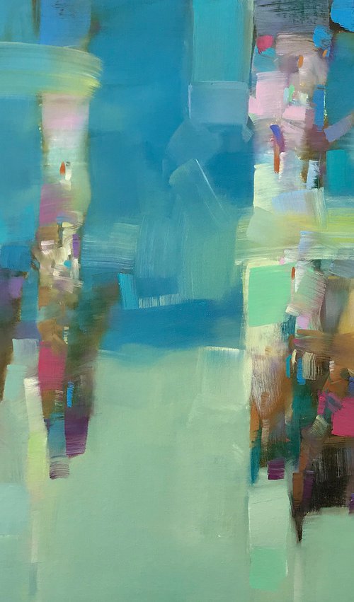 Cobalt Aspen, Original oil painting, Handmade artwork, One of a kind by Vahe Yeremyan