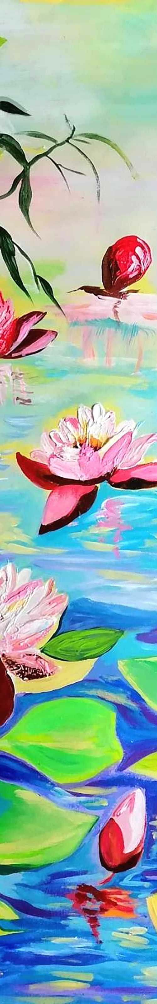 GIFT  PALETTE KNIFE  ORIGINAL PAINTING  FENG SHUI  Artwork: "Water lily pond"" by Sanja Jancic