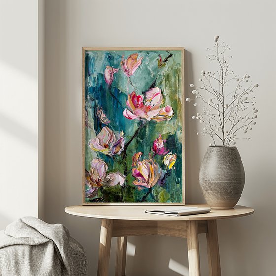 Magnolia Blossom Oil Art