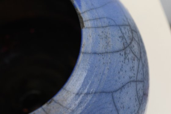 Blue Raku Moon Jar