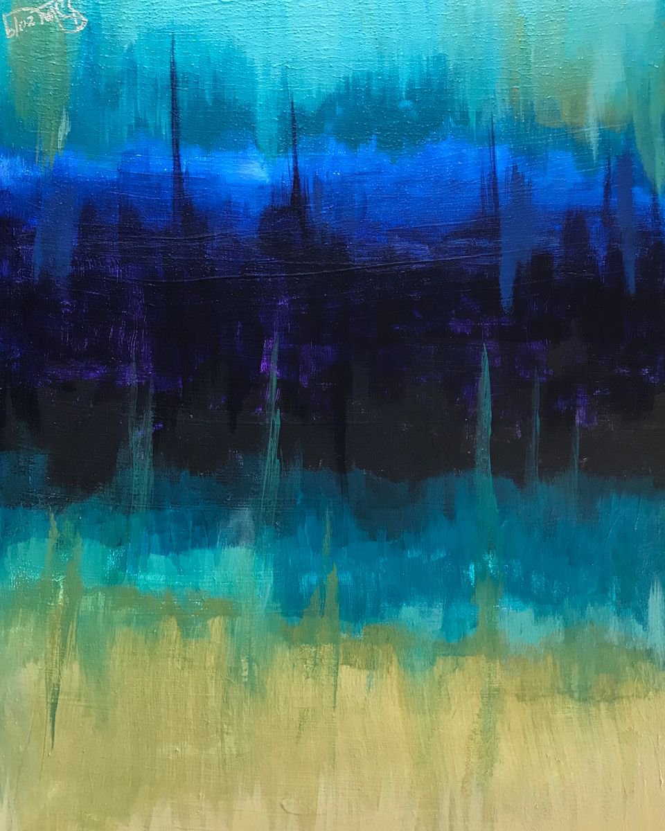 Abstract Acrylic Painting By Carolyn Shoemaker (Soma), 16 X 20, Tranquil Swing, Original Artwork