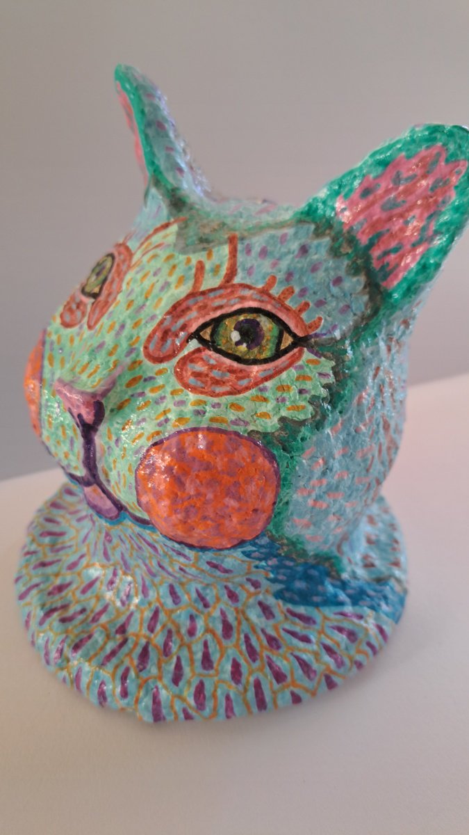 Illustrative Sculpture , Silly Cat, What Are They Feeding You? By Andromachi Giannopoulou, 6 X 6, Artwork For Sale On Artfinder