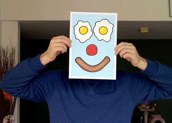 Breakfast Smile Pop Art Painting On Paper