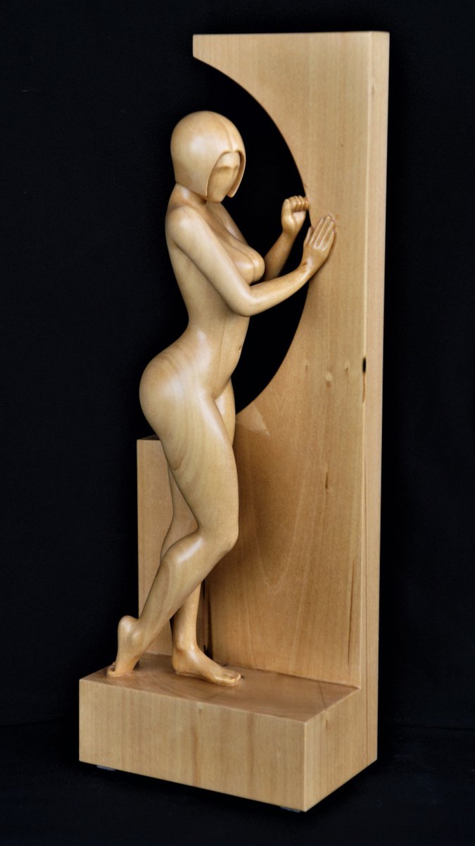 Nude Woman Wood Sculpture BY THE WINDOW by Jakob Wainshtein