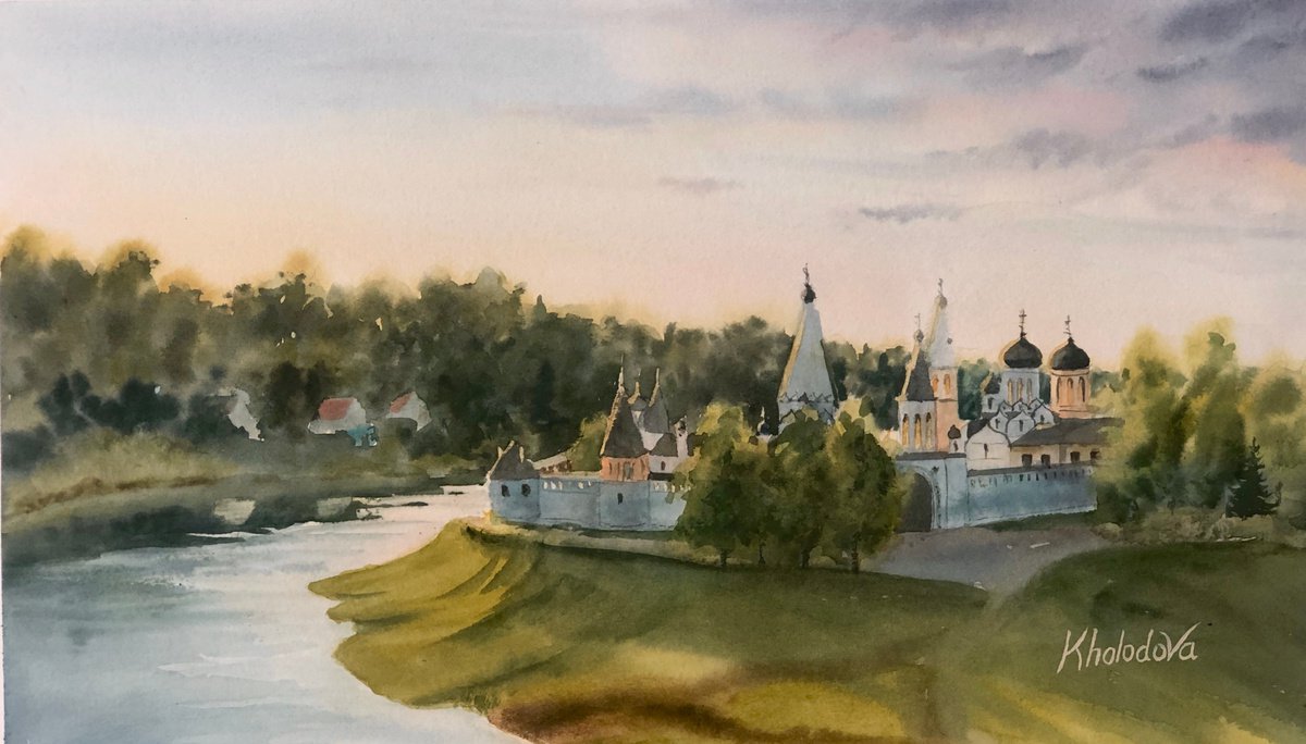 Monastery on Volga River by Olga Kholodova
