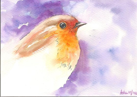 Watercolor Robin Birds (SET OF TWO)