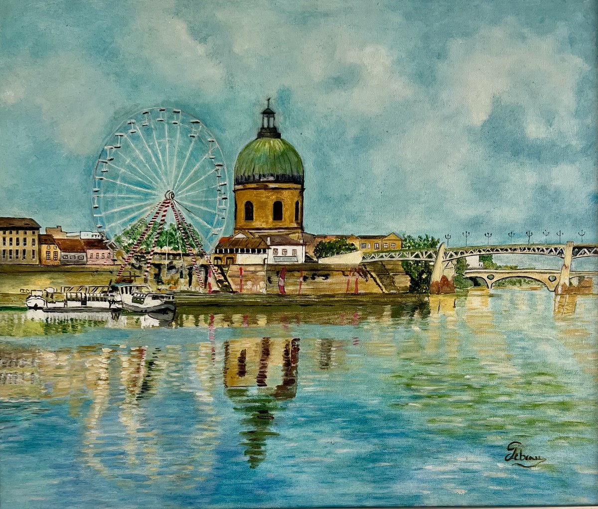 City With Big Wheel By Isabelle Lucas, 23 X 20, Artwork For Sale On Artfinder