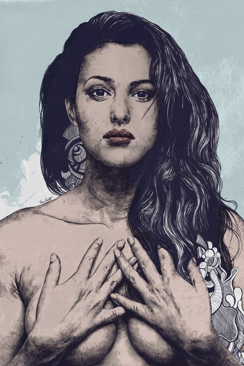 Monica Bellucci pop art | sexy nude portrait | doodle art drawing by Marco Paludet