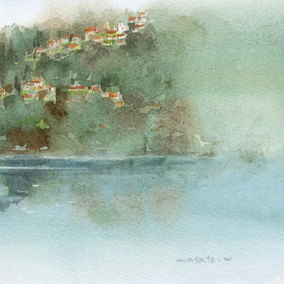 Lakeside Town - Watercolor Painting
