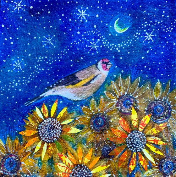 Goldfinch and Sunflowers