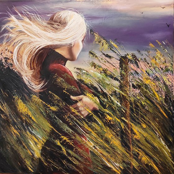 "Nord Wind"Original oil painting on canvas,large format 100x100x3 cm