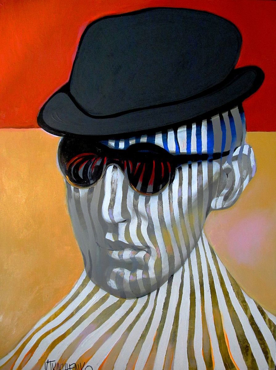 Illustrative Portrait Acrylic Painting By Victor Tkachenko, 18 X 24", Don Zebroni, Original Artwork