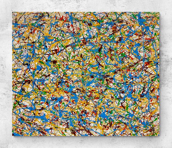 Osiko N-4 (H)135x(W)158 cm. Jackson Pollock style Abstract Painting