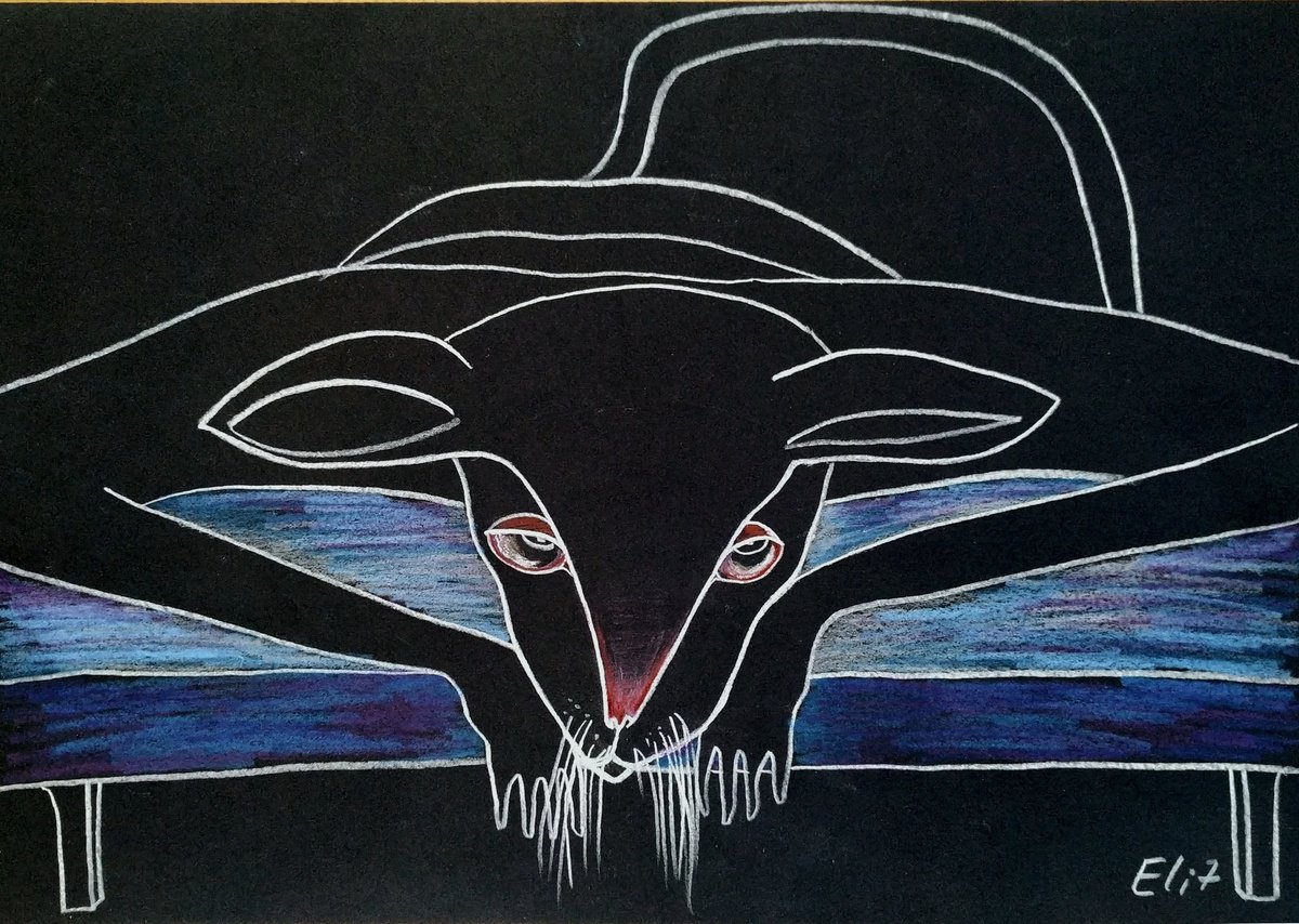 Expressive Animal Pencil Drawing By Elisheva Nesis, 13 X 9, Defrosting, Original Artwork