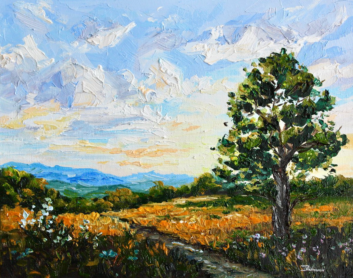 Impressionistic Landscape Oil Painting By Liza Illichmann, 12 X 9", Quiet Radiance, Original Artwork