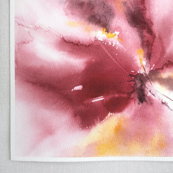 Burgundy flowers in watercolor