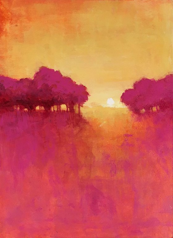 Magenta Sunset Plein Air Impressionist