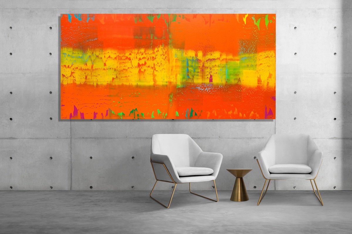 Abstract Acrylic Painting By Julijana Ravbar, 79 X 39", Dancing In Sunrise, Original Artwork