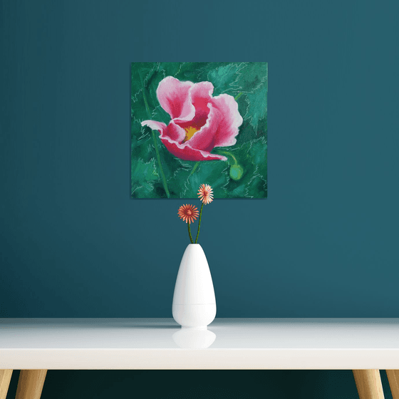 Pink Poppy - Flower portrait /  ORIGINAL PAINTING