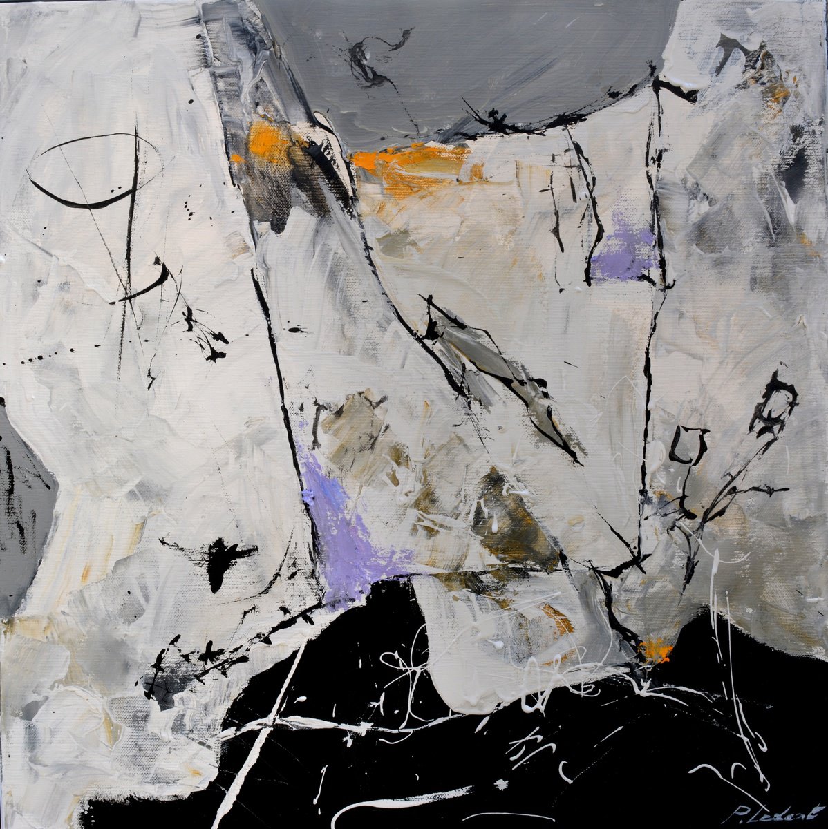 Abstract Oil Painting By Pol Henry Ledent, 20 X 20", The Protection Of Isis, Original Artwork