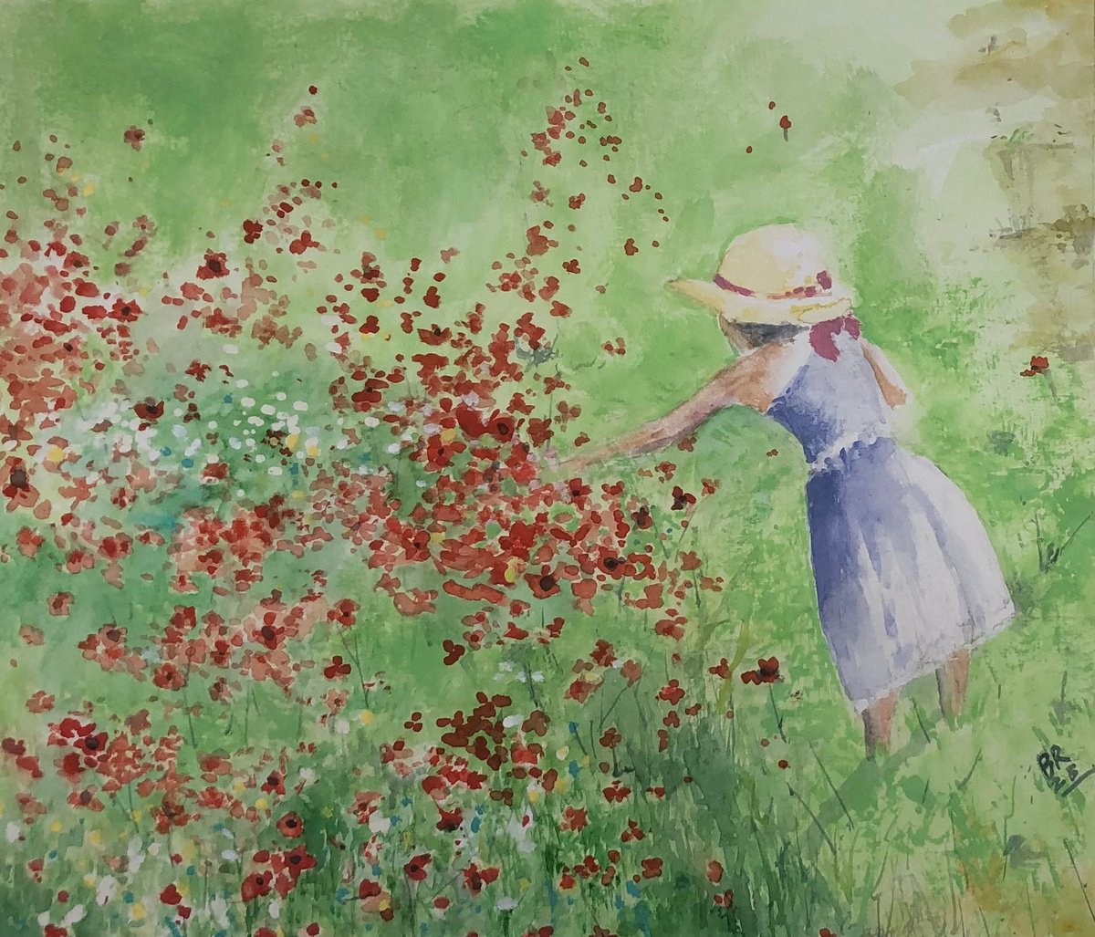 Impressionistic Botanical Watercolour By Bernd Rieve, 13 X 11, Summer Time I, Original Artwork