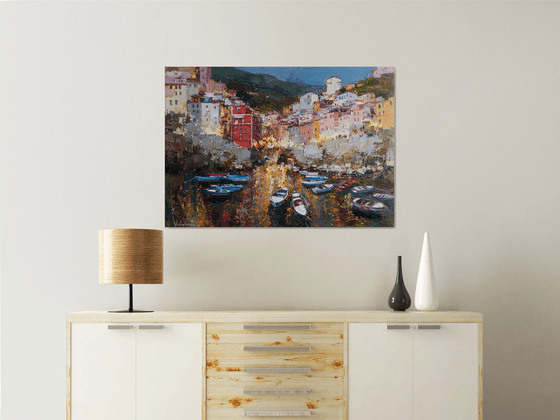 Riomaggiore, Cinque terre - Italian Landscape painting