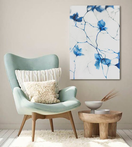 Fragile Blue Magnolia Cyanotype Style