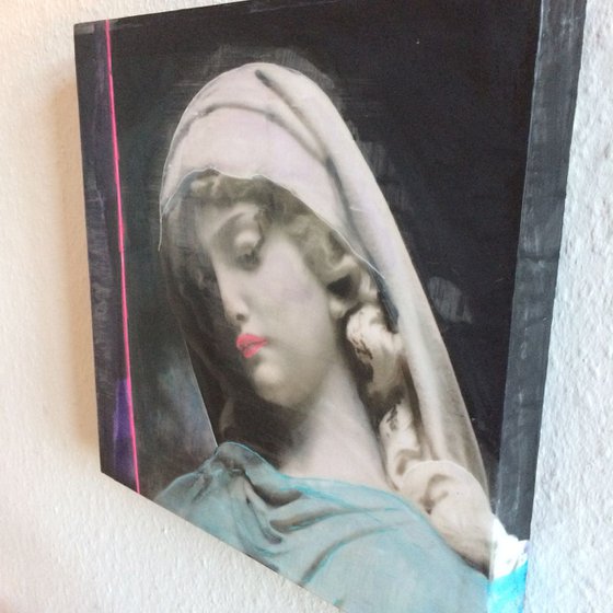 Neon Angel I Wax Collage